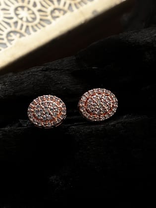 Cardinal American Diamond Rose Plated  Earrings Set