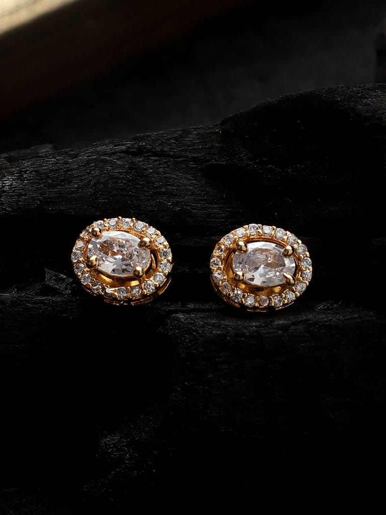 Cardinal American Diamond Gold Plated White Stone Earrings - Earrings | Buy online on ZillyBuy