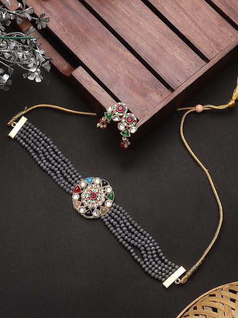 Grey colour choker necklace store
