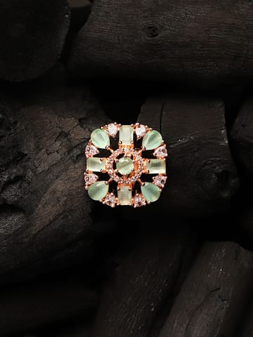 Cardinal Gold Plated Green Color Stone Brass Adjustable Ring