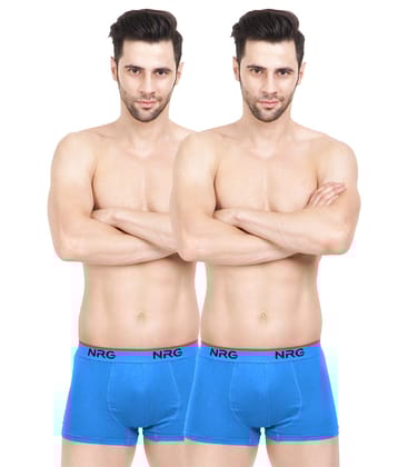 NRG Mens Cotton Assorted Colour Boxer Trunks ( Pack of 2 Light Blue - Light Blue ) G15