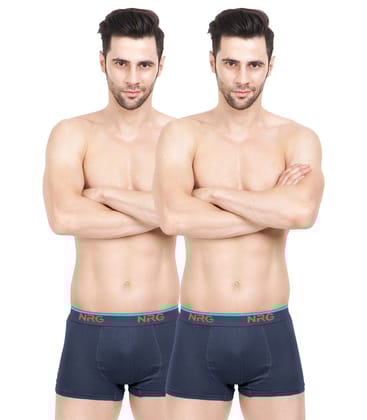 NRG Mens Cotton Assorted Colour Boxer Trunks ( Pack of 2 Navy Blue - Navy Blue ) G15