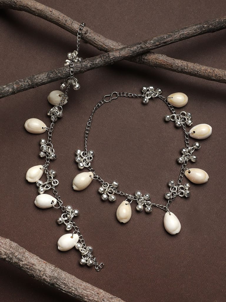 Cardinal Oxidized Silver Color Shell Anklet/ Pajeb/ Payal - Anklets | Buy online on ZillyBuy