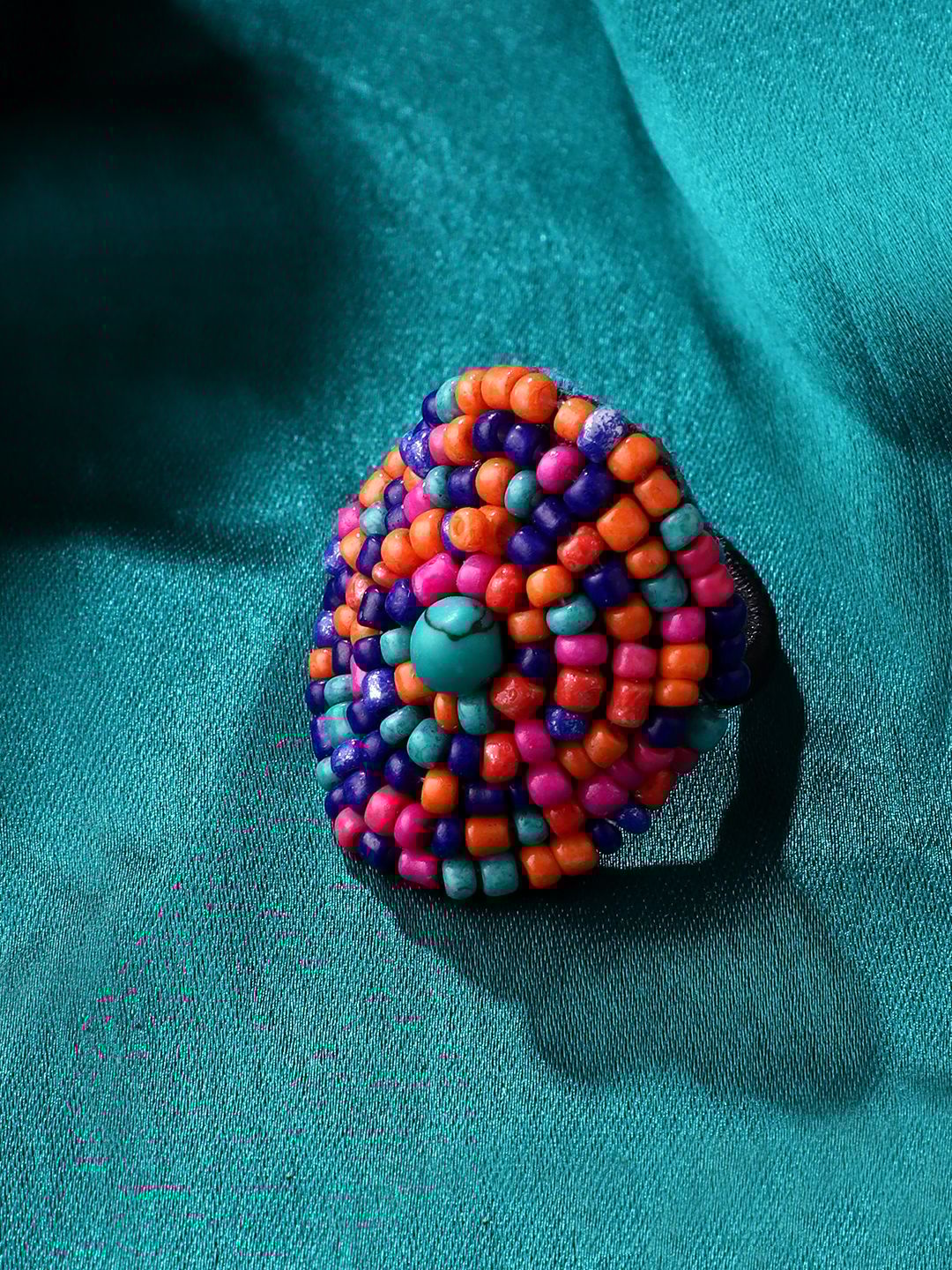 Cardinal Multicolor Beads Weaving Handmade Adjustable Ring