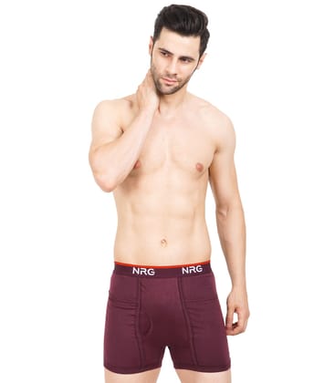 NRG Mens Cotton Assorted Colour Pocket Trunks ( Pack of 1 Marron ) G13