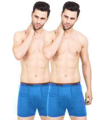 NRG Mens Cotton Assorted Colour Pocket Trunks ( Pack of 2 Light Blue - Light Blue ) G13