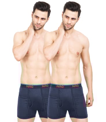 NRG Mens Cotton Assorted Colour Pocket Trunks ( Pack of 2 Navy Blue - Navy Blue ) G13