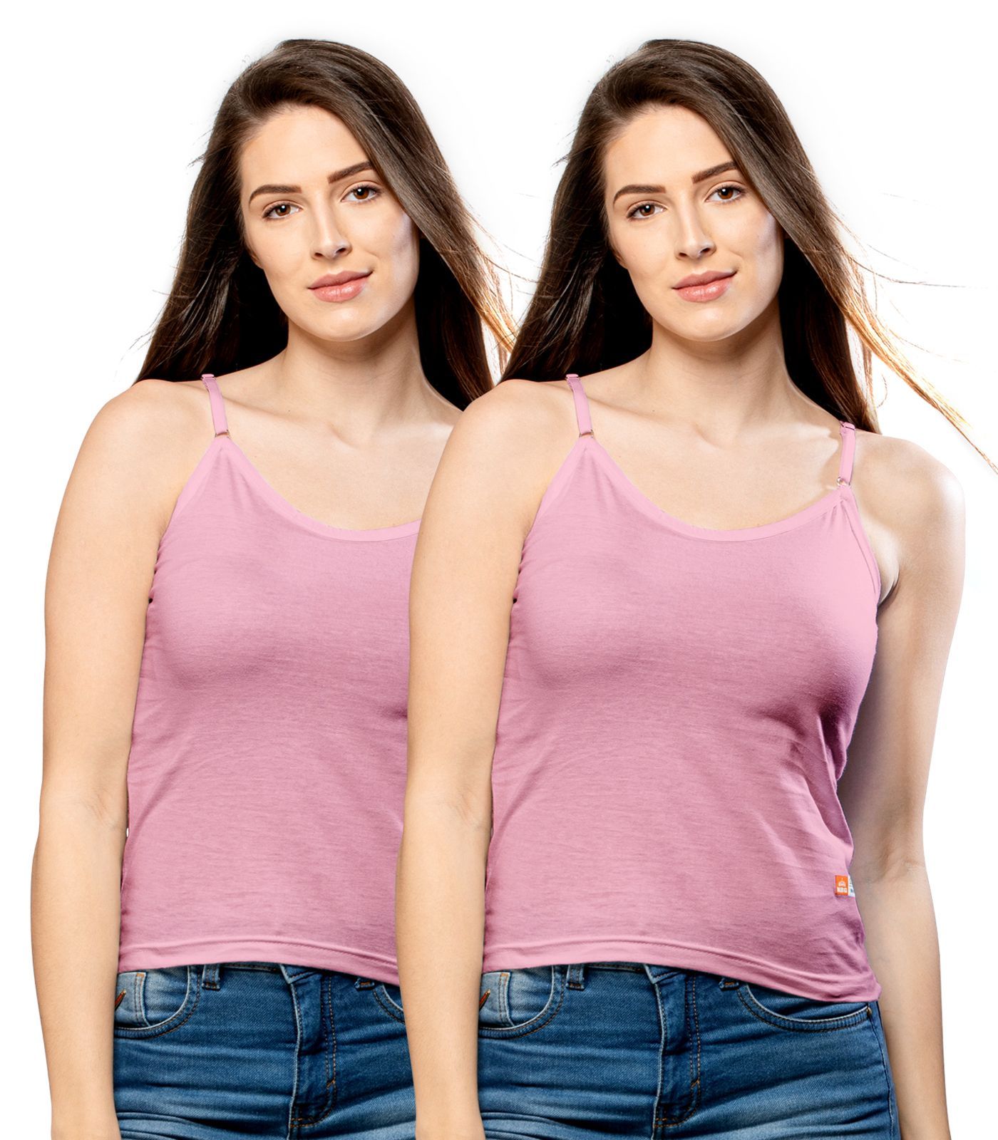 NRG Womens Cotton Assorted Colour Adjustable Slips ( Pack of 2 Pastol Pink - Pastol Pink ) L13 Camisole