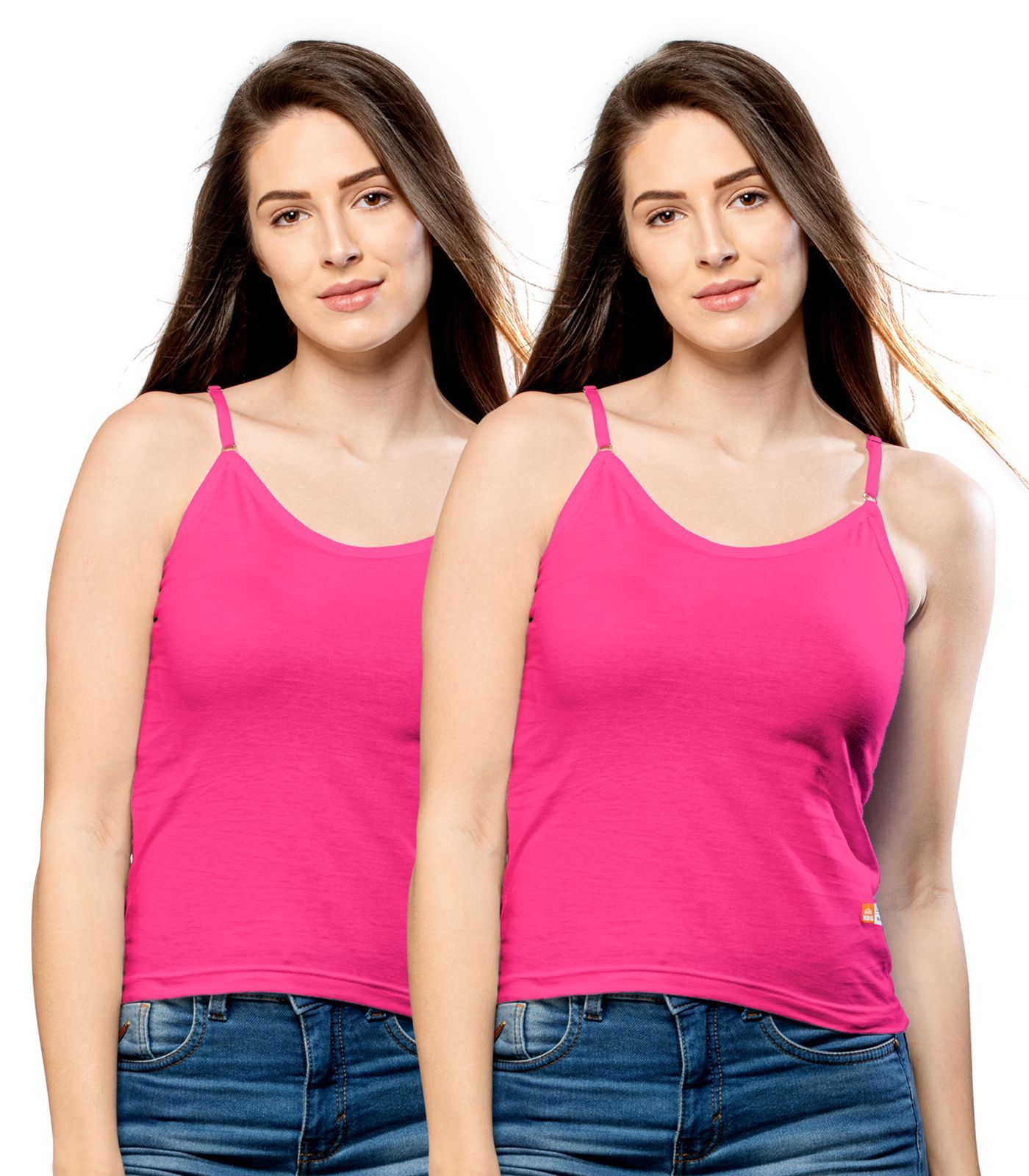 NRG Womens Cotton Assorted Colour Adjustable Slips ( Pack of 2 Pink - Pink ) L13 Camisole