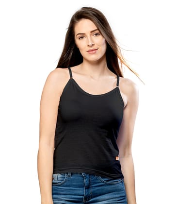 NRG Womens Cotton Assorted Colour Adjustable Slips ( Pack of 1 Black ) L13 Camisole