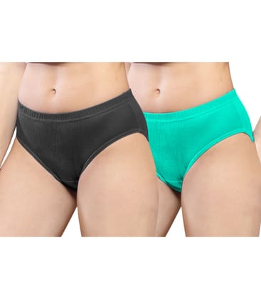 NRG Womens Cotton Assorted Colour Panties ( Pack of 2 Coffee Brown - Mint Green ) L01 Hipster