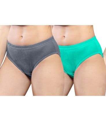 NRG Womens Cotton Assorted Colour Panties ( Pack of 2 Light Green - Light  Green ) L01 Hipster