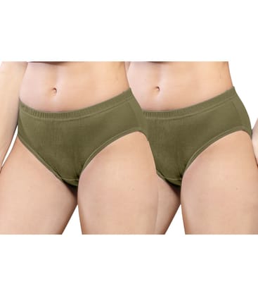 NRG Womens Cotton Assorted Colour Panties ( Pack of 2 Light Green - Light Green ) L01 Hipster