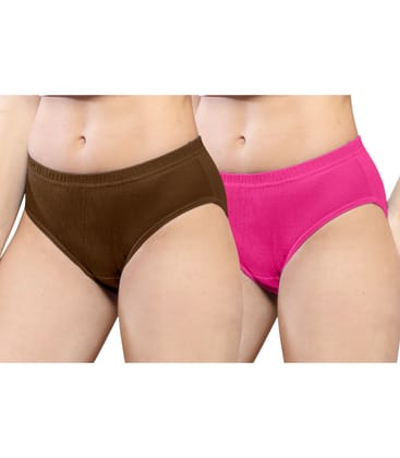 NRG Womens Cotton Assorted Colour Panties ( Pack of 2 Light Brown - Pink ) L01 Hipster