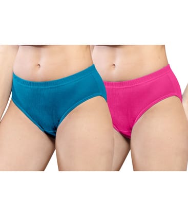 NRG Womens Cotton Assorted Colour Panties ( Pack of 2 Turquoise - Pink ) L01 Hipster