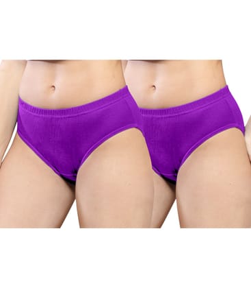 NRG Womens Cotton Assorted Colour Panties ( Pack of 2 Purple - Purple ) L01 Hipster