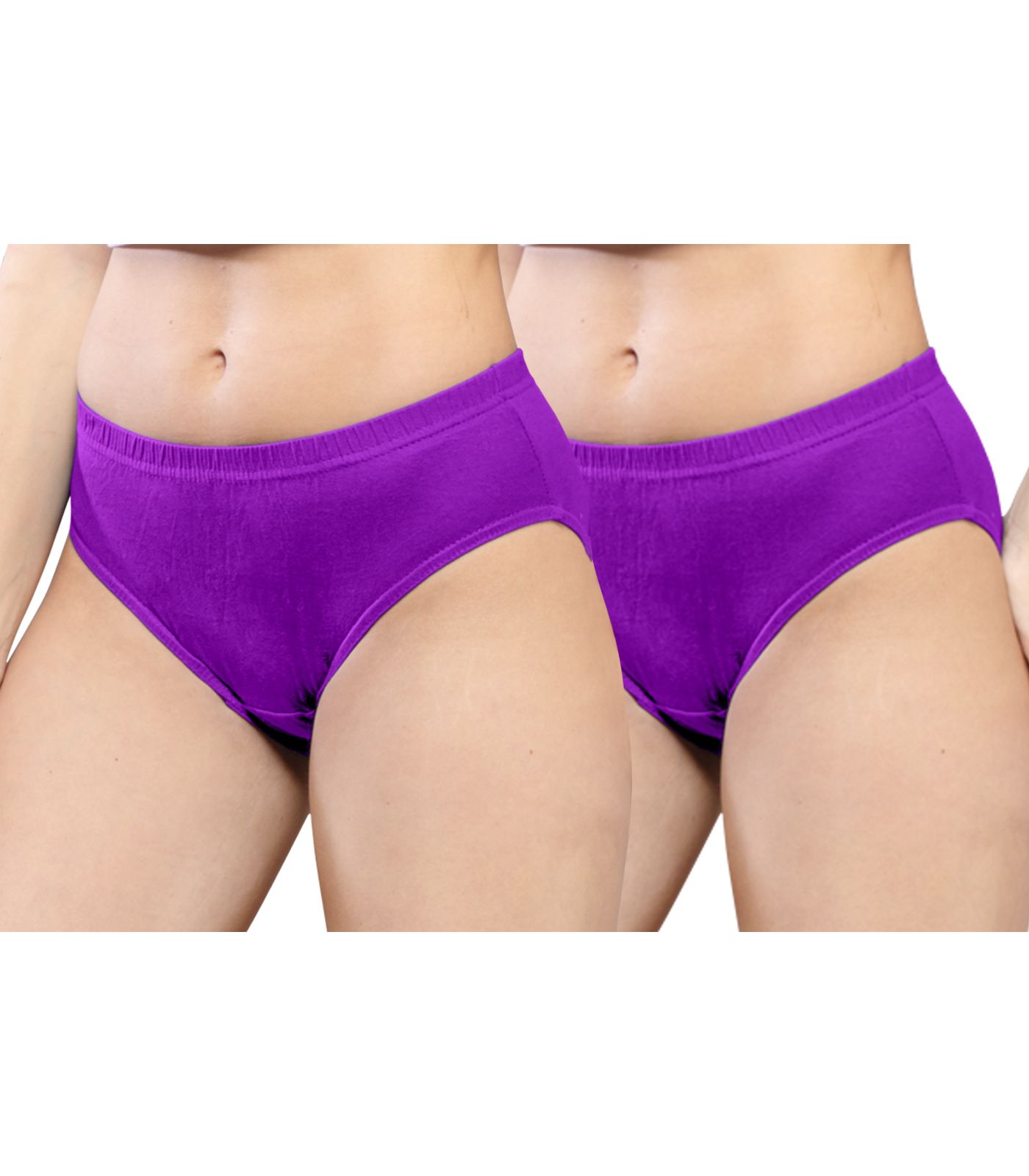 NRG Womens Cotton Assorted Colour Panties ( Pack of 2 Purple - Purple ) L01 Hipster