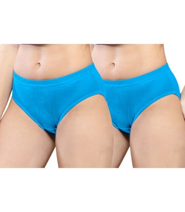 NRG Womens Cotton Assorted Colour Panties ( Pack of 2  Light Blue - Light Blue ) L01 Hipster