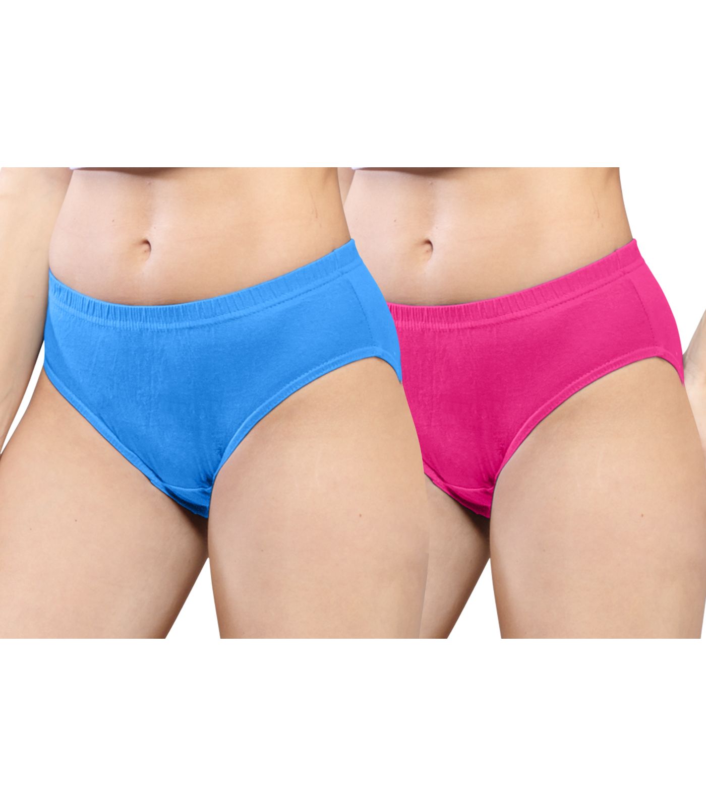 NRG Womens Cotton Assorted Colour Panties ( Pack of 2 Light Blue - Pink ) L01 Hipster