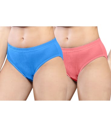 NRG Womens Cotton Assorted Colour Panties ( Pack of 2 Light Blue - Peach ) L01 Hipster