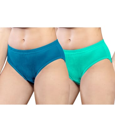 NRG Womens Cotton Assorted Colour Panties ( Pack of 2 Turquoise - Mint Green ) L01 Hipster