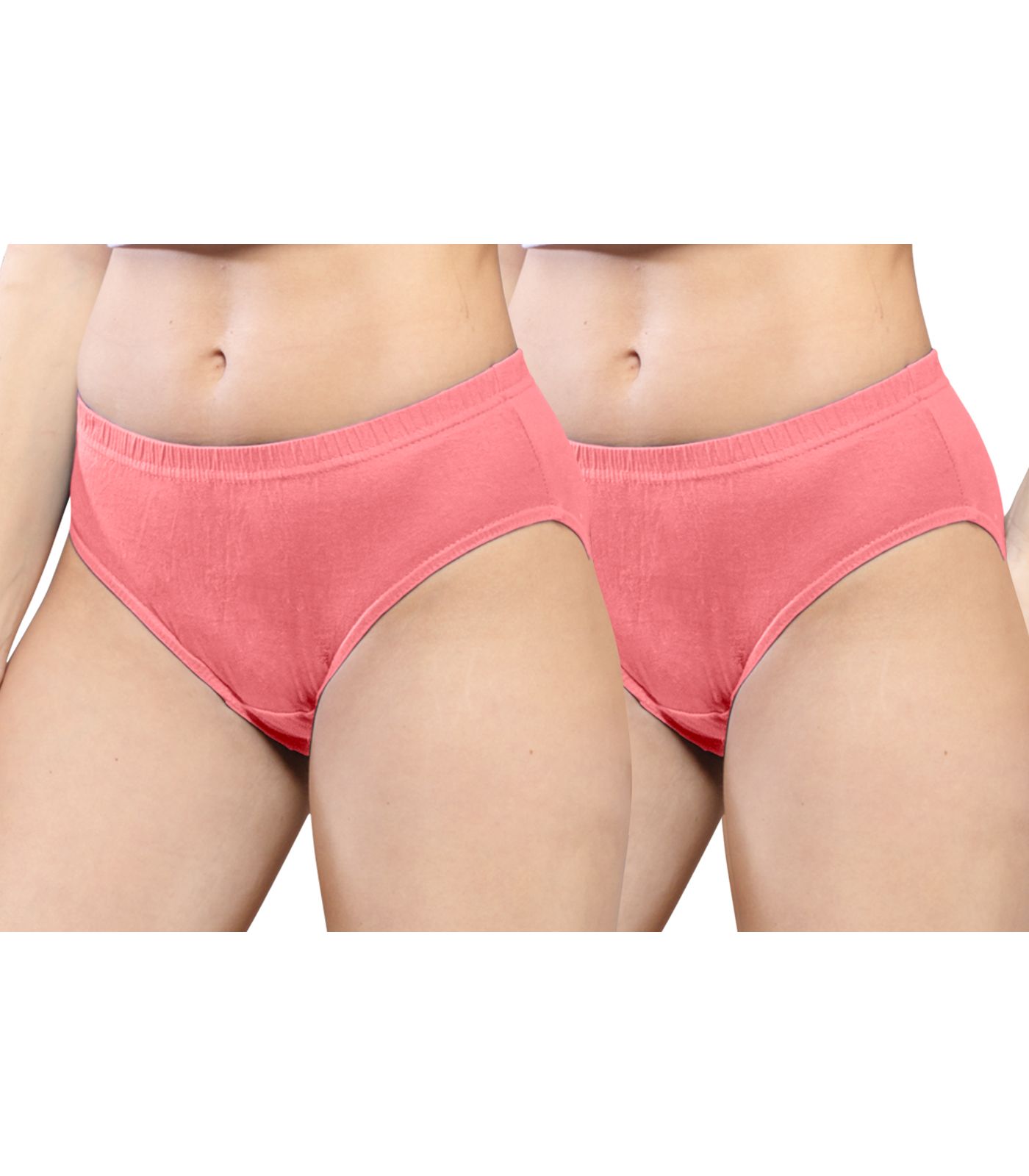 NRG Womens Cotton Assorted Colour Panties ( Pack of 2 Peach - Peach ) L01 Hipster