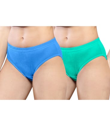 NRG Womens Cotton Assorted Colour Panties ( Pack of 2 Light Blue - Mint Green ) L01 Hipster