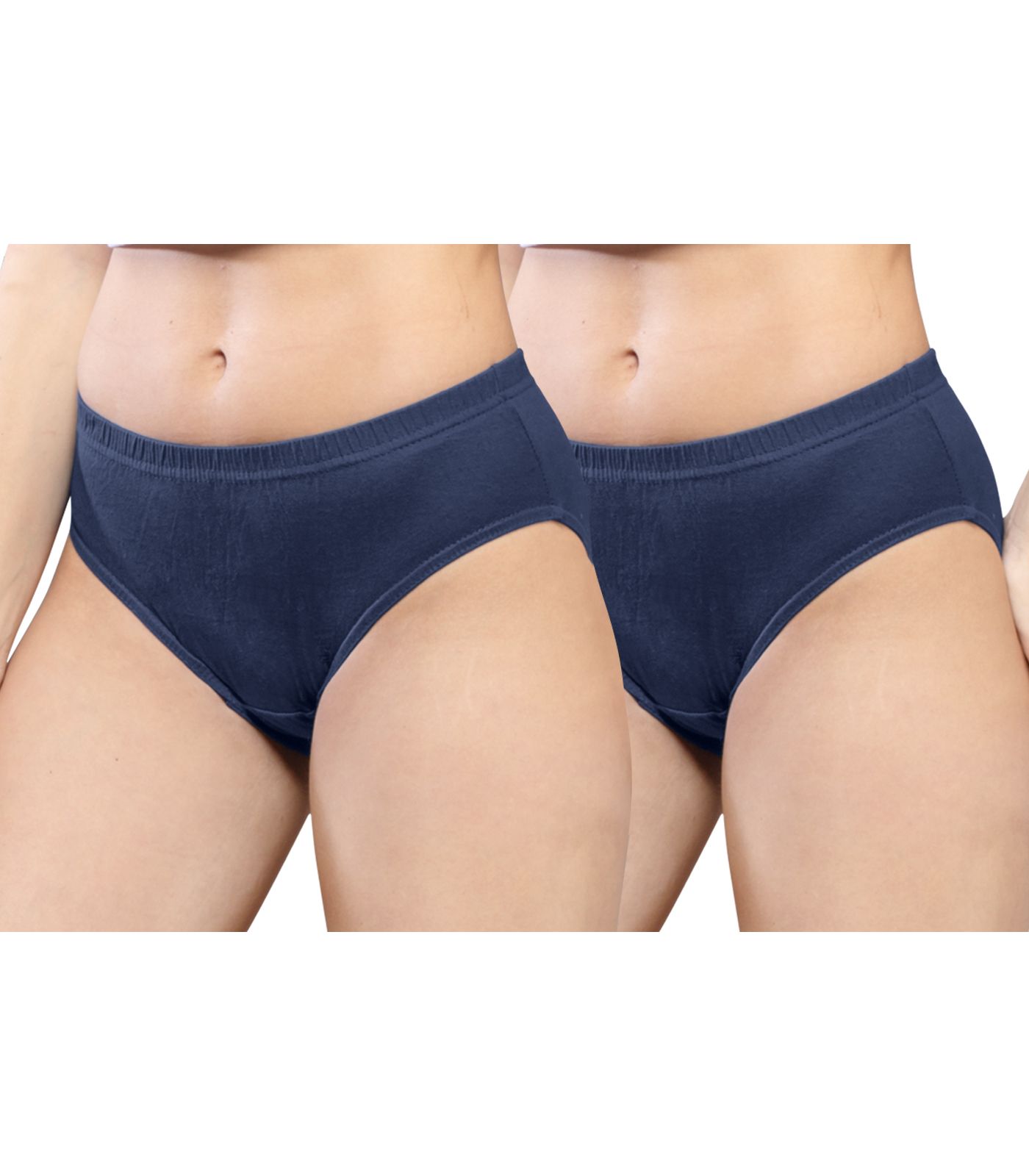 NRG Womens Cotton Assorted Colour Panties ( Pack of 2 Navy Blue - Navy Blue ) L01 Hipster