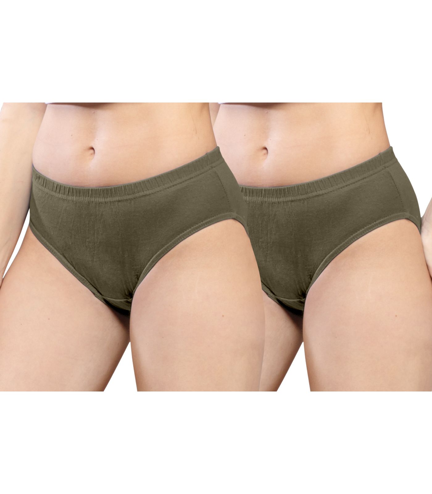 NRG Womens Cotton Assorted Colour Panties ( Pack of 2 Dark Green - Dark Green ) L01 Hipster