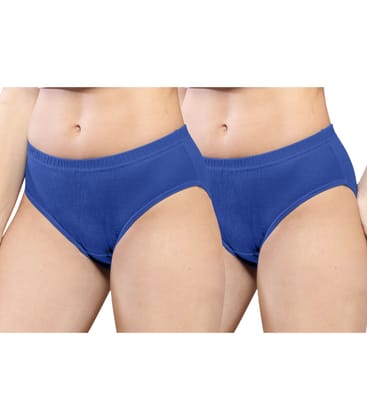 NRG Womens Cotton Assorted Colour Panties ( Pack of 2 Dark Blue - Dark Blue ) L01 Hipster