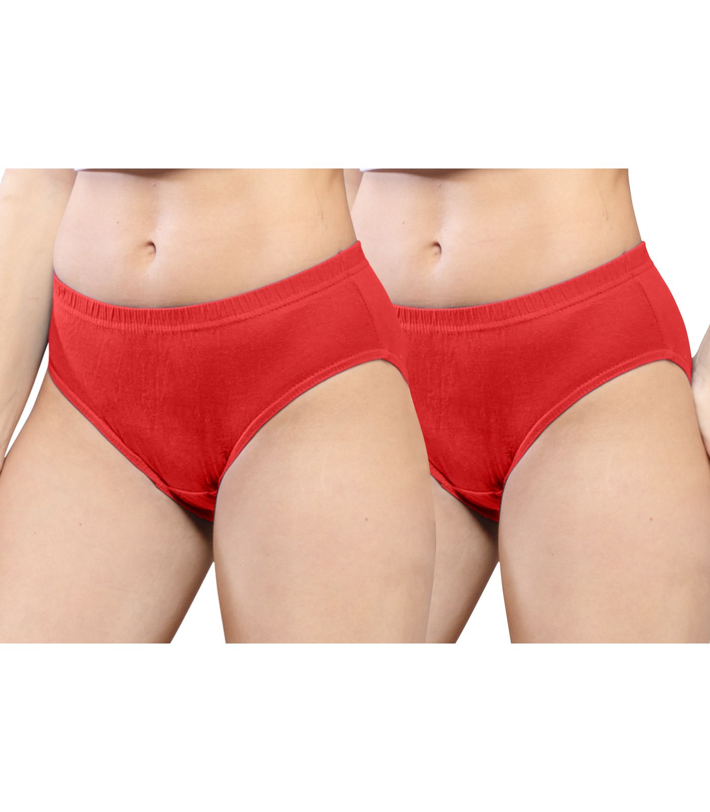 NRG Womens Cotton Assorted Colour Panties ( Pack of 2 Red - Red ) L01 Hipster