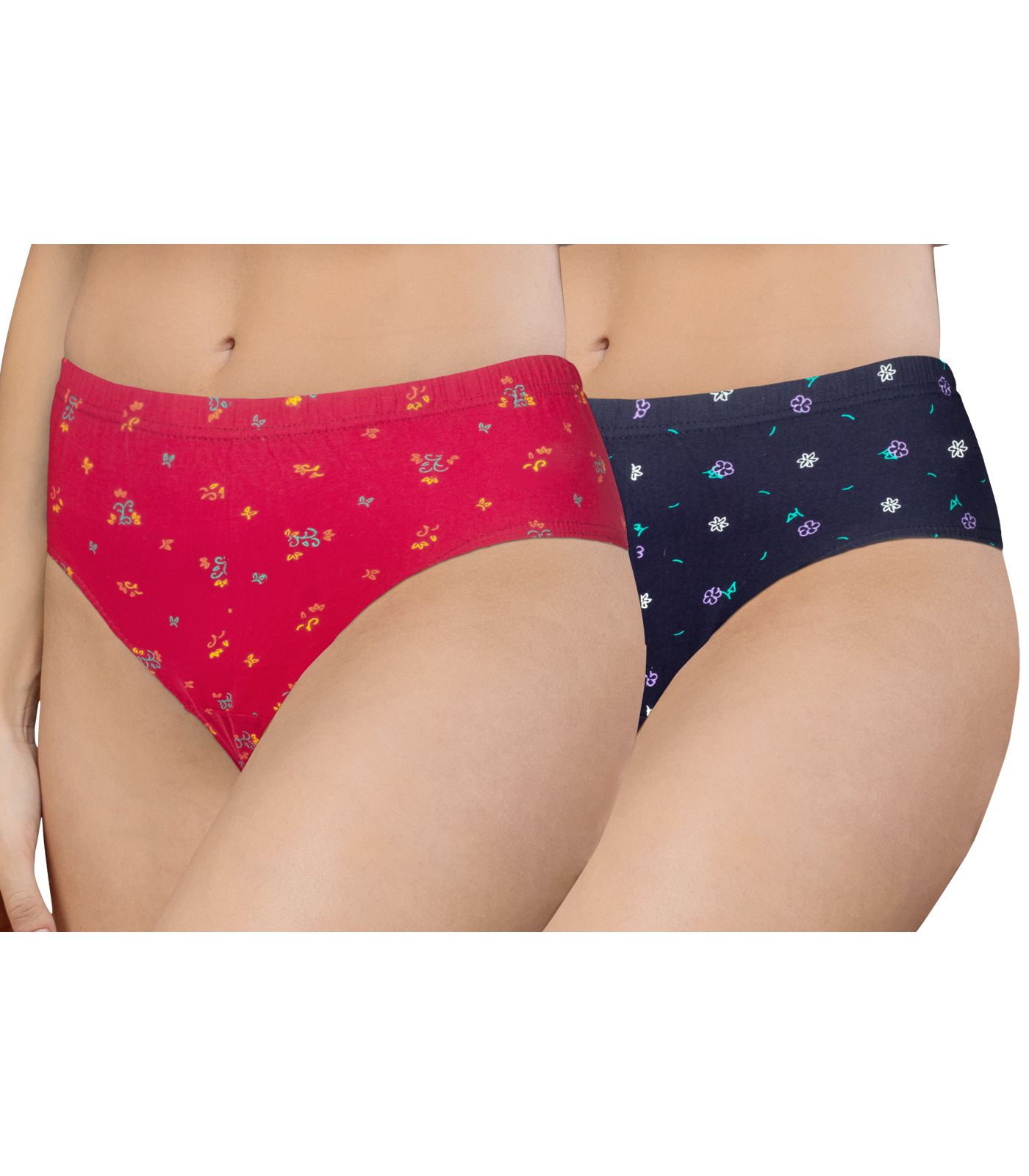 NRG Womens Cotton Assorted Colour Panties ( Pack of 2 Pink - Navy Blue ) L02 Hipster