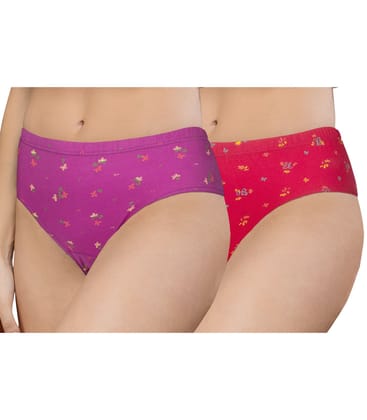 NRG Womens Cotton Assorted Colour Panties ( Pack of 2 Purple - Pink ) L02 Hipster