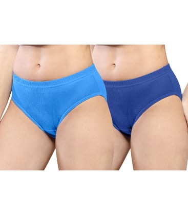 NRG Womens Cotton Assorted Colour Panties ( Pack of 2 Light Blue - Dark Blue ) L01 Hipster