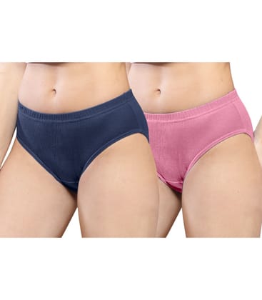 NRG Womens Cotton Assorted Colour Panties ( Pack of 2 Navy Blue - Pastol Pink ) L01 Hipster