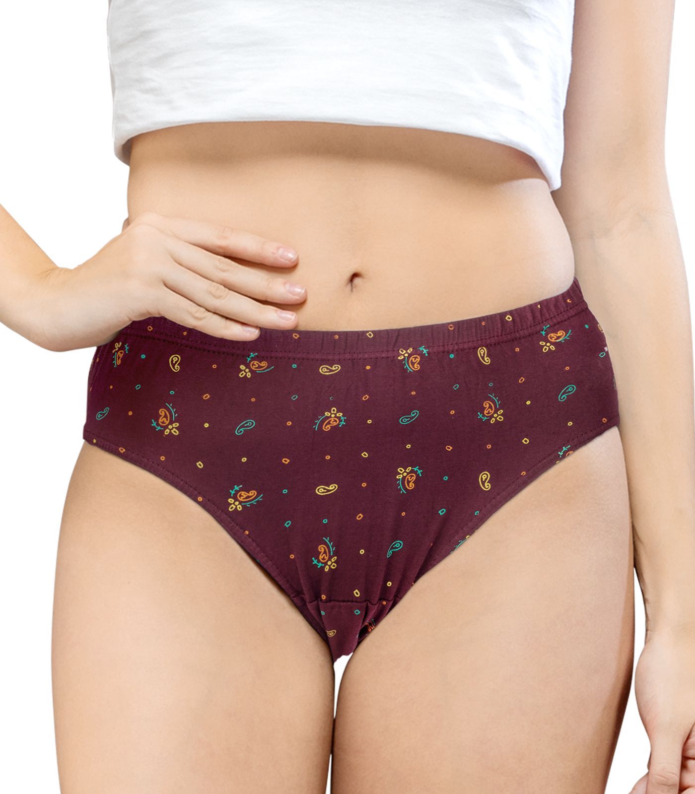 NRG Womens Cotton Assorted Colour Panties ( Pack of 1 Maroon ) L02 Hipster