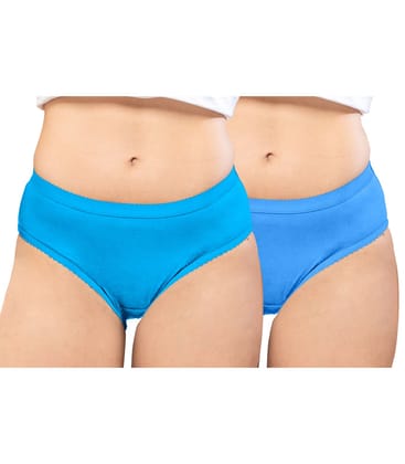 NRG Womens Cotton Assorted Colour Panties ( Pack of 2 Light Blue - Light Blue ) L04 Hipster