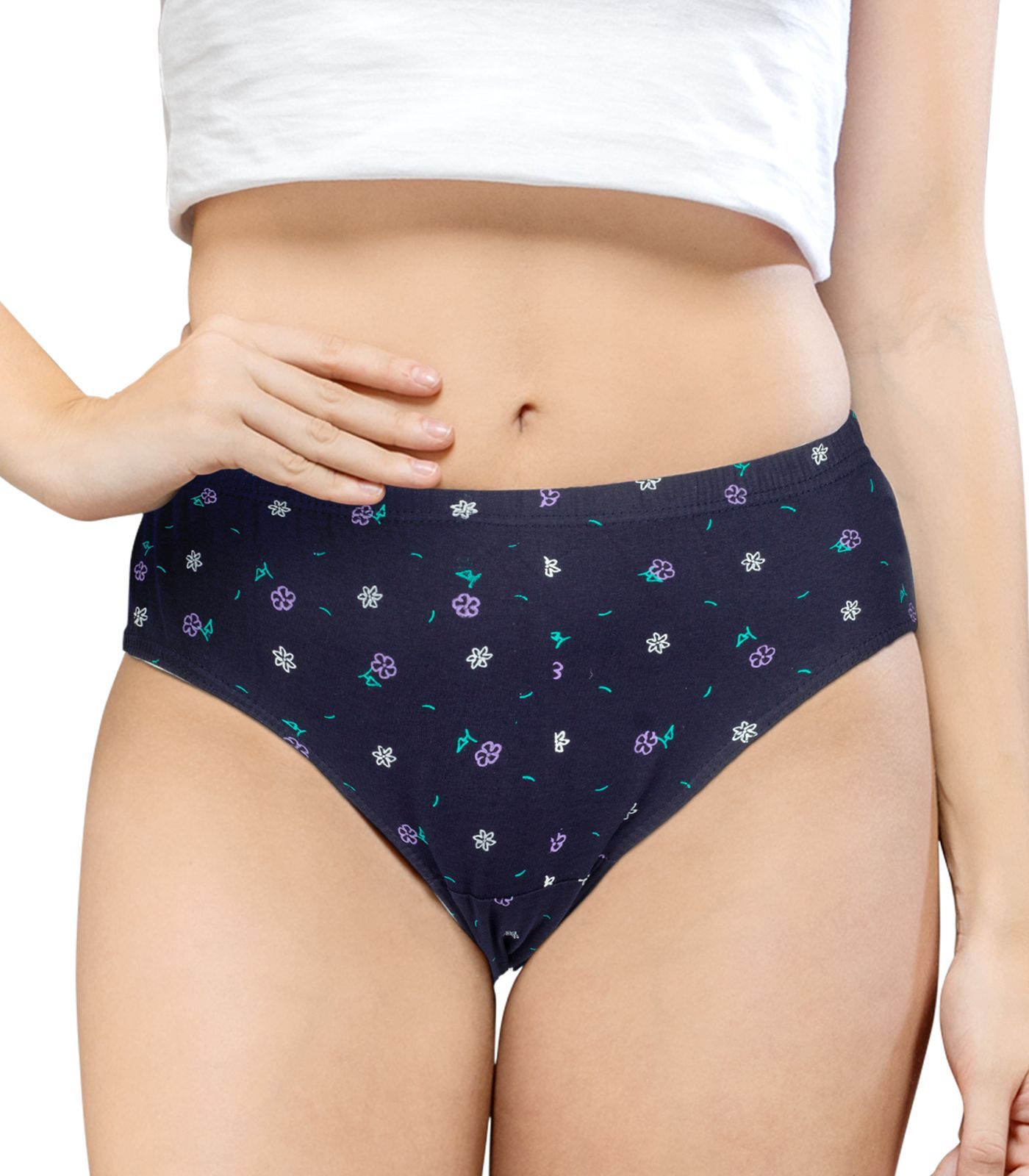 NRG Womens Cotton Assorted Colour Panties ( Pack of 1 Navy Blue ) L02 Hipster