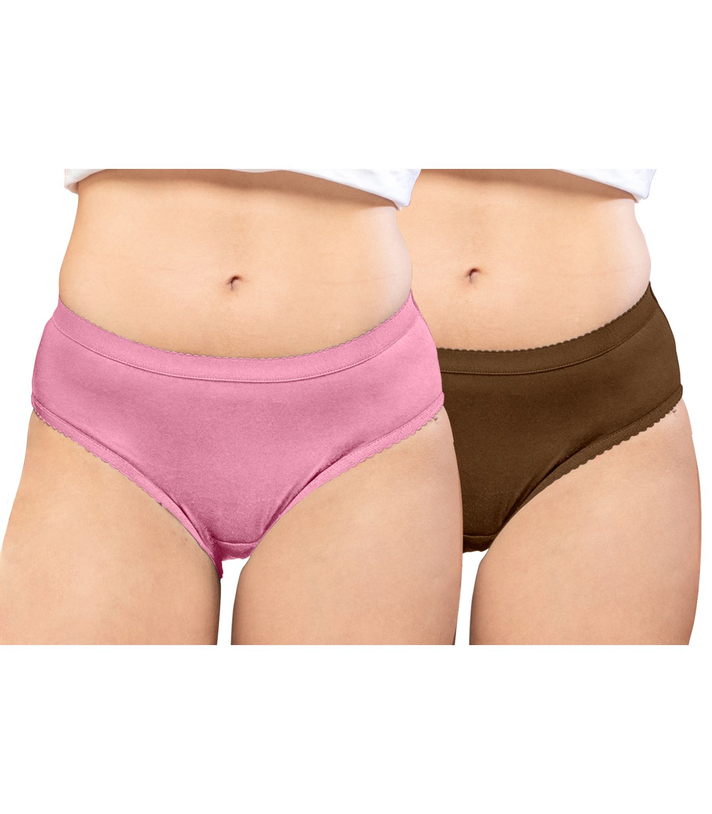 NRG Womens Cotton Assorted Colour Panties ( Pack of 2 Pastol Pink - Light Brown ) L04 Hipster