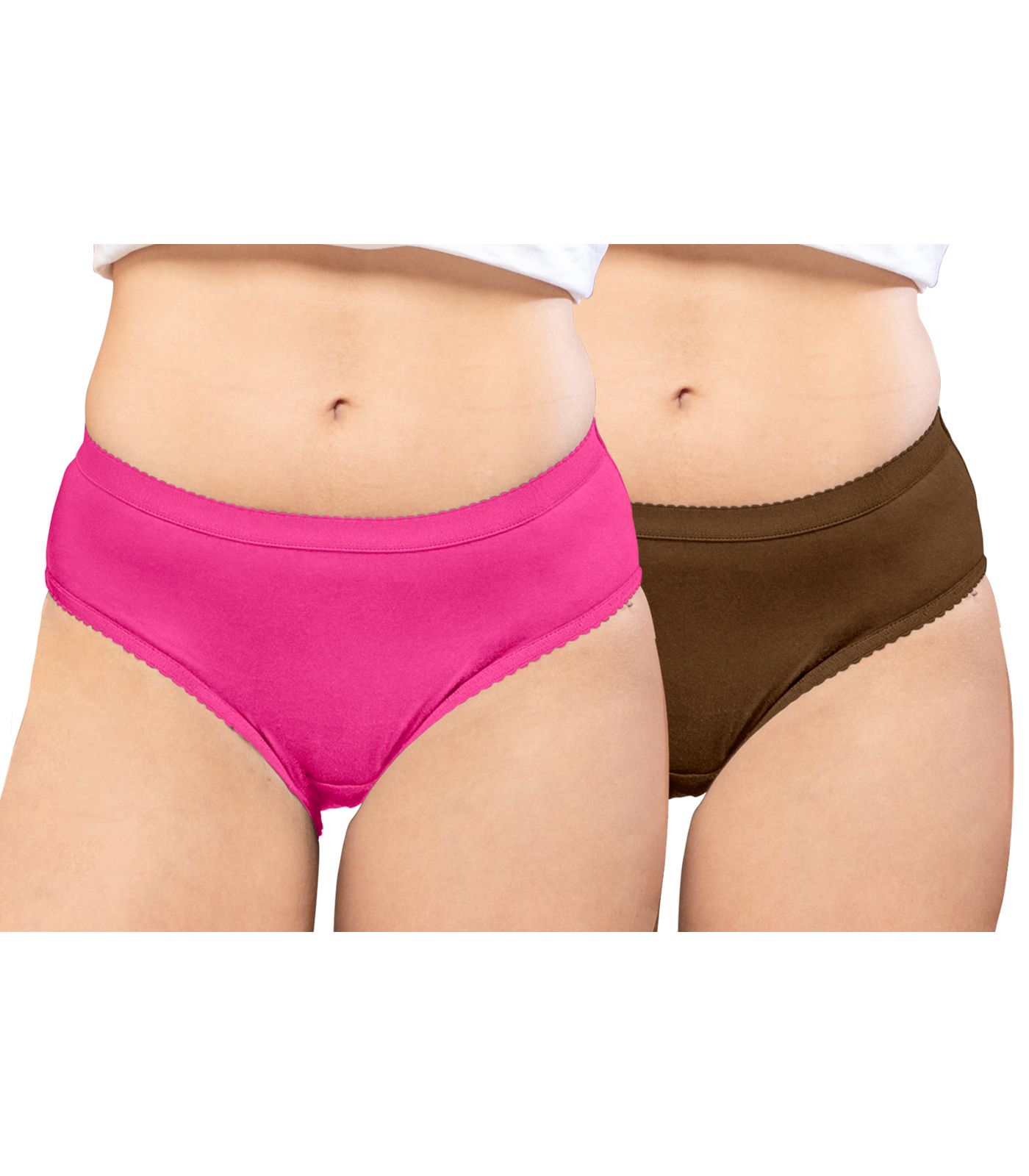 NRG Womens Cotton Assorted Colour Panties ( Pack of 2 Pink - Light Brown ) L04 Hipster