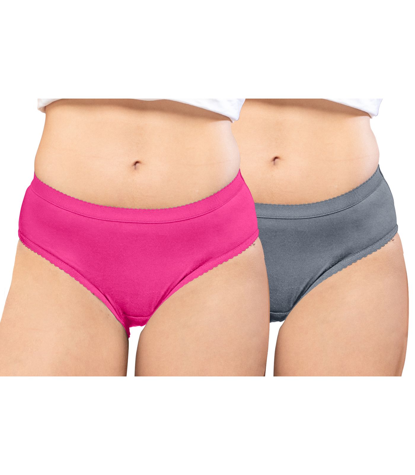 NRG Womens Cotton Assorted Colour Panties ( Pack of 2 Pink - Grey ) L04 Hipster
