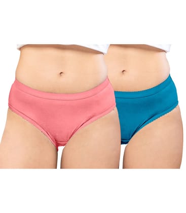 NRG Womens Cotton Assorted Colour Panties ( Pack of 2 Peach - Turquoise ) L04 Hipster