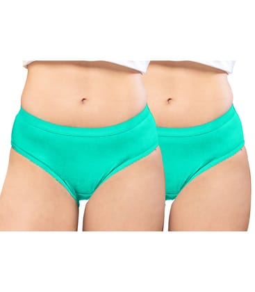 NRG Womens Cotton Assorted Colour Panties ( Pack of 2 Mint Green - Mint Green ) L04 Hipster