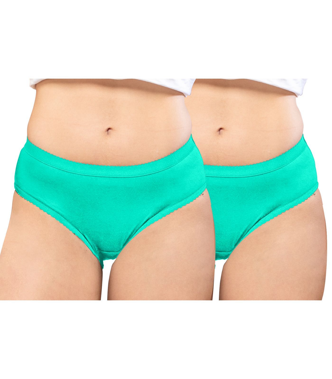 NRG Womens Cotton Assorted Colour Panties ( Pack of 2 Mint Green - Mint Green ) L04 Hipster