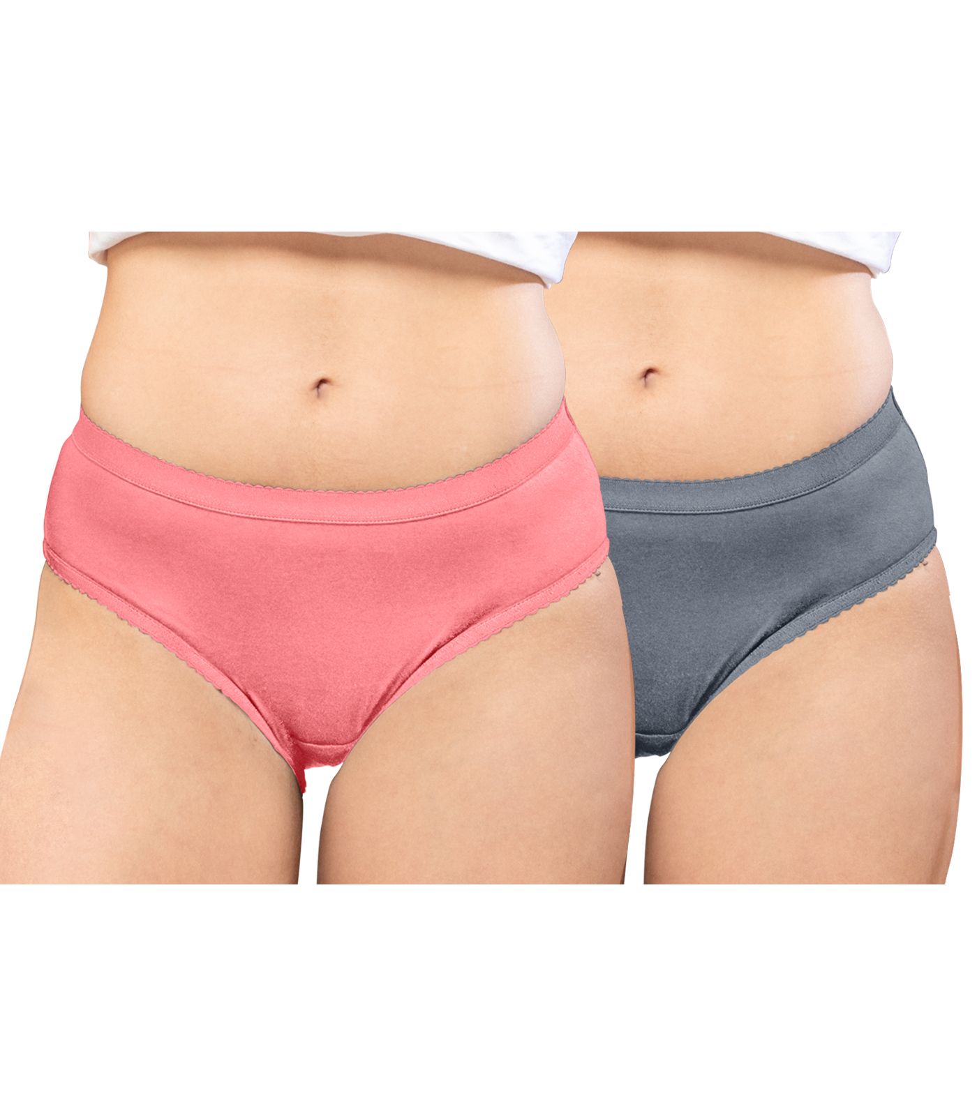 NRG Womens Cotton Assorted Colour Panties ( Pack of 2 Peach - Grey ) L04 Hipster