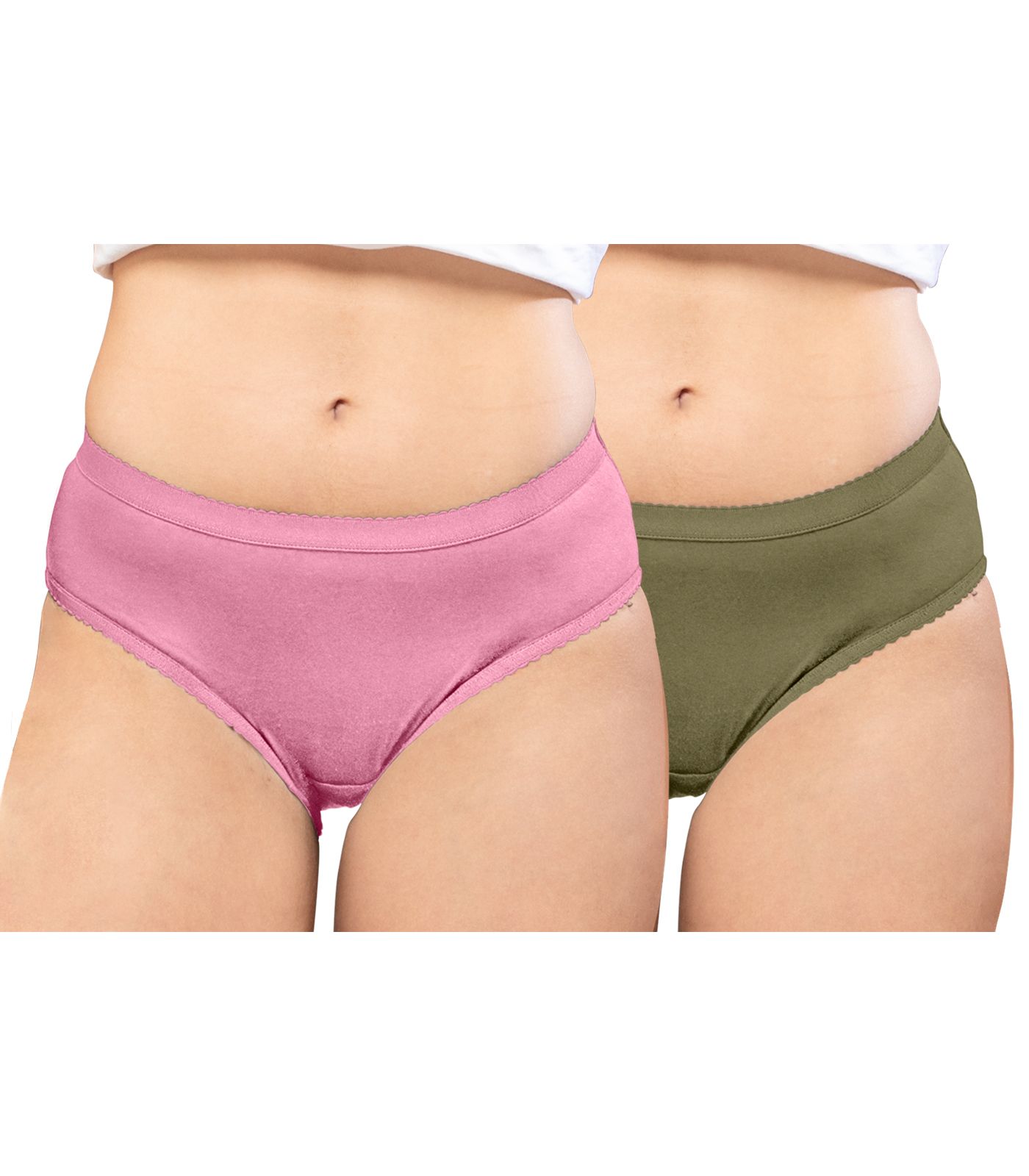NRG Womens Cotton Assorted Colour Panties ( Pack of 2 Pastol Pink - Light Green ) L04 Hipster