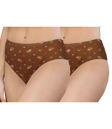 NRG Womens Cotton Assorted Colour Panties ( Pack of 2 Light Brown - Light Brown ) L02 Hipster