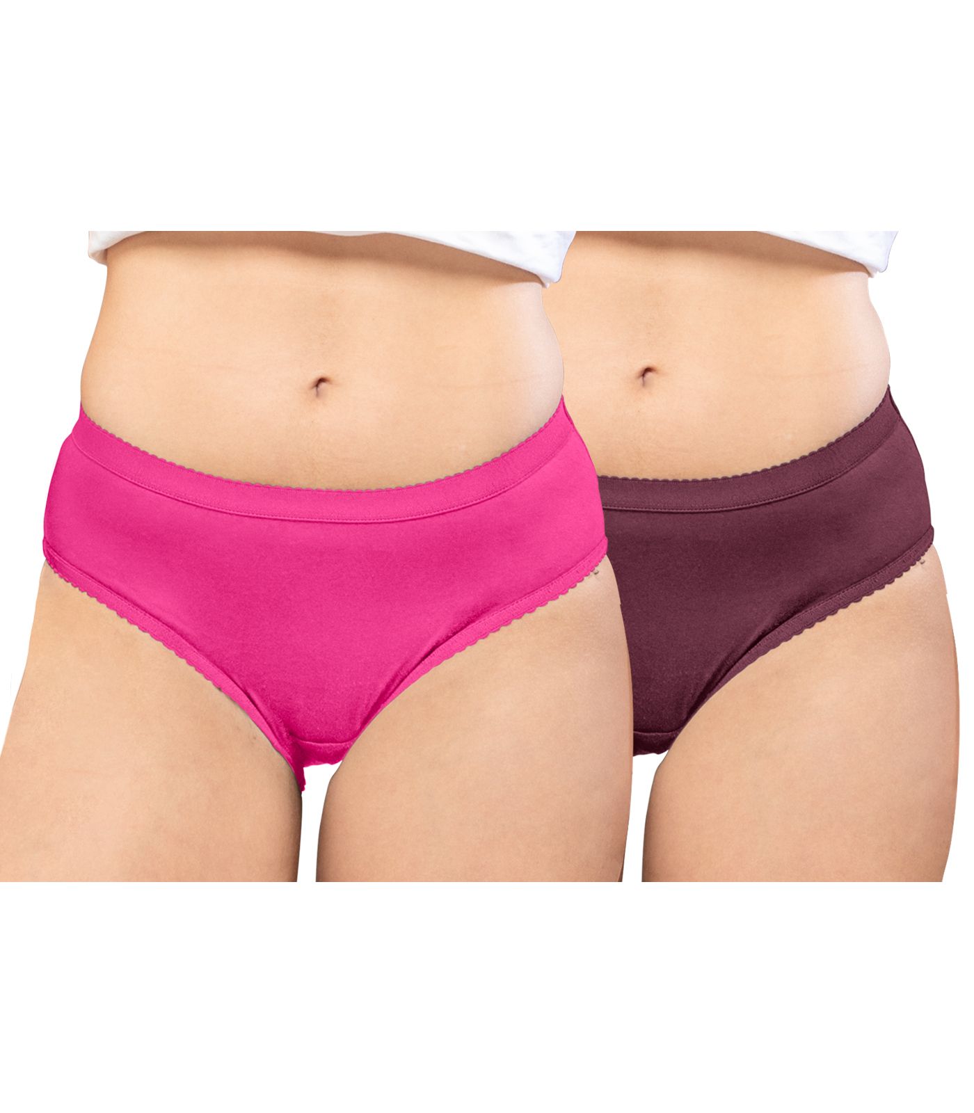 NRG Womens Cotton Assorted Colour Panties ( Pack of 2 Pink - Maroon ) L04 Hipster