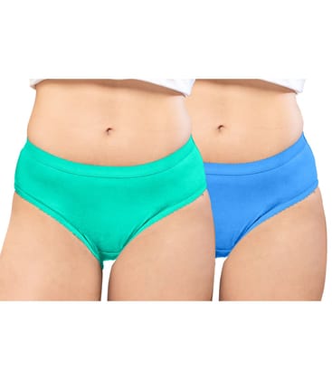 NRG Womens Cotton Assorted Colour Panties ( Pack of 2 Mint Green - Light Blue ) L04 Hipster