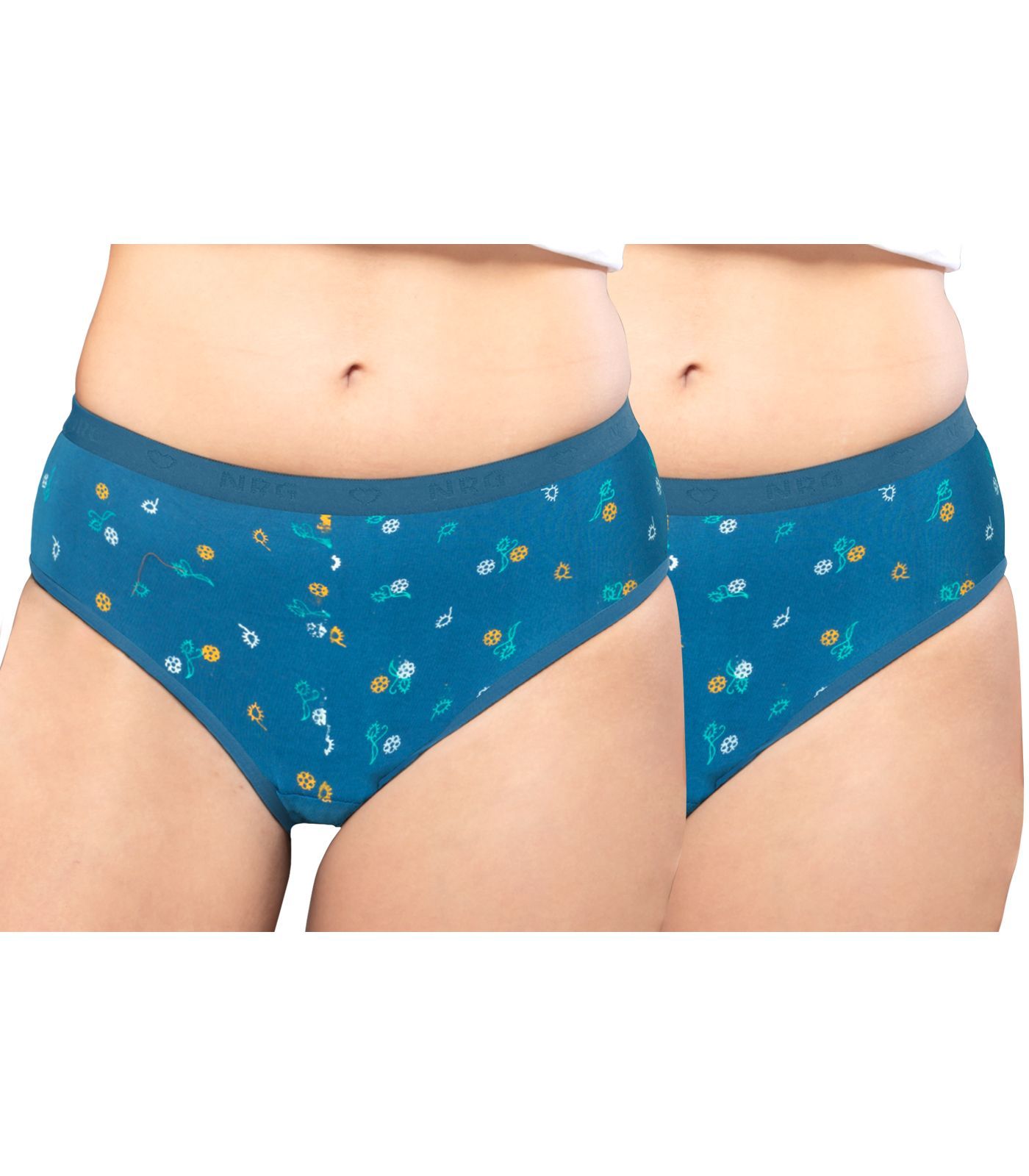NRG Womens Cotton Assorted Colour Panties ( Pack of 2 Turquoise - Turquoise ) L05 Hipster